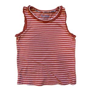 Mini Boden Orange/Red and White Striped Kids Tank Top - Size 5T